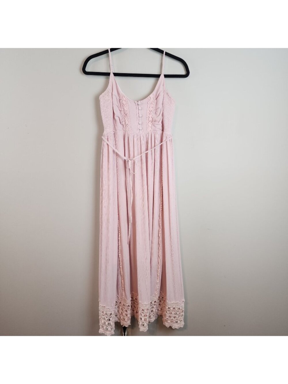 Motherhood Maternity pink maxi dress sz S lace cottagecore fairycore romantic